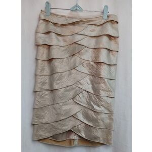 Adrianna Papell Champagne Tiered Pencil Skirt Cocktail